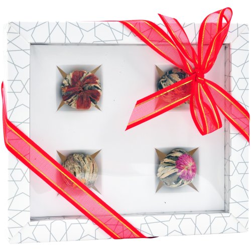 4 db virágos tea készlet - Fehér. / db.