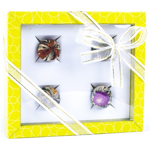 4 db virágos teás készlet - LIME. / db.